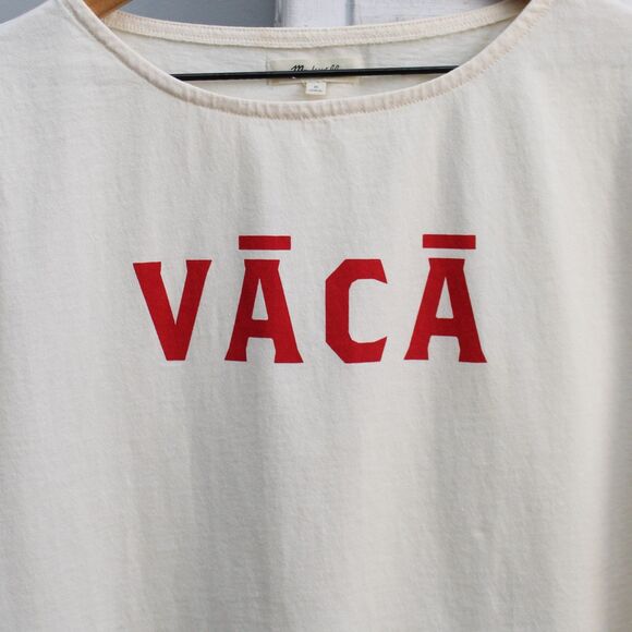 Madewell Cream Lipstick Red Vaca Graphic Setlist Boxy Tee Size Medium - Picture 4 of 7